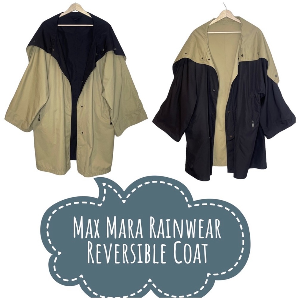 Max Mara Rainwear Oversized Reversible Slouchy Hooded Trench Rain Coat